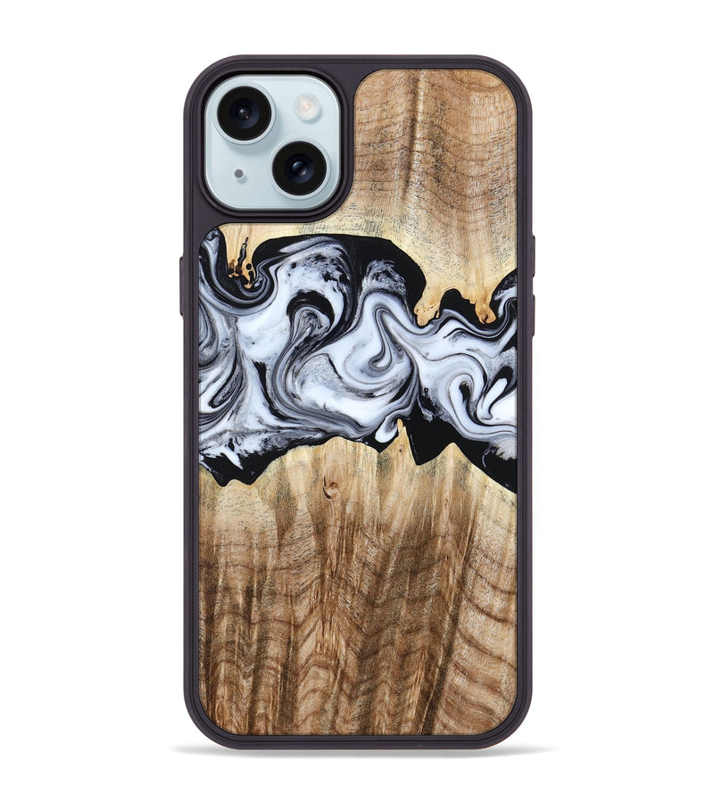 iPhone 15 Plus Wood Phone Case - Lorenzo (Black & White, 784455)