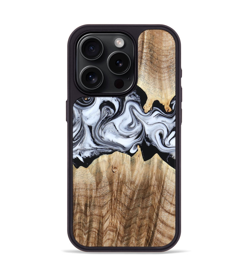 iPhone 15 Pro Wood Phone Case - Lorenzo (Black & White, 784455)