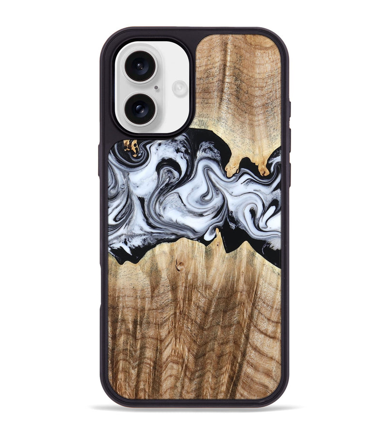 iPhone 16 Plus Wood Phone Case - Lorenzo (Black & White, 784455)