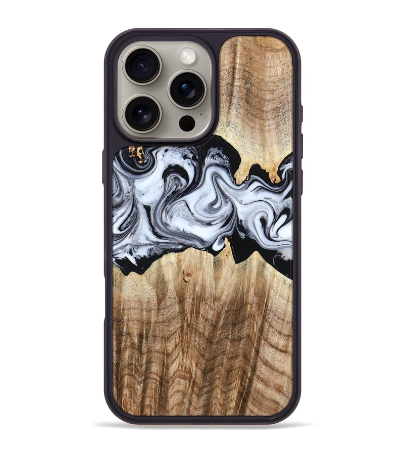 iPhone 16 Pro Max Wood Phone Case - Lorenzo (Black & White, 784455)