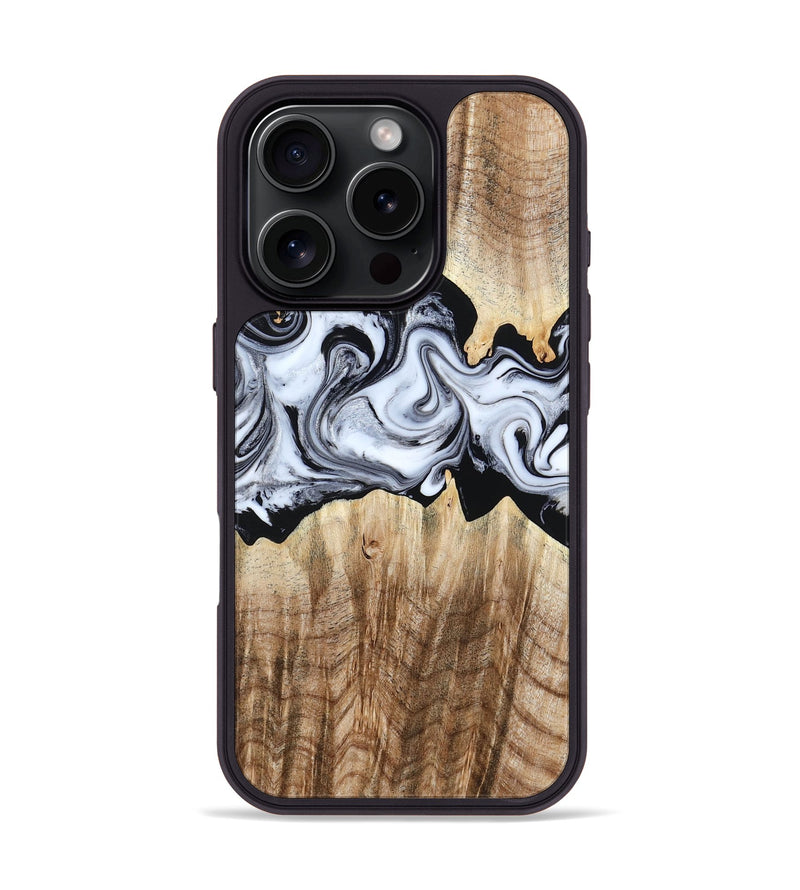 iPhone 16 Pro Wood Phone Case - Lorenzo (Black & White, 784455)