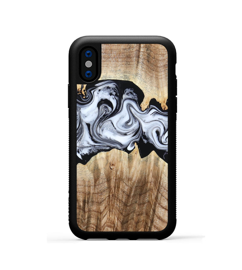 iPhone Xs Wood Phone Case - Lorenzo (Black & White, 784455)