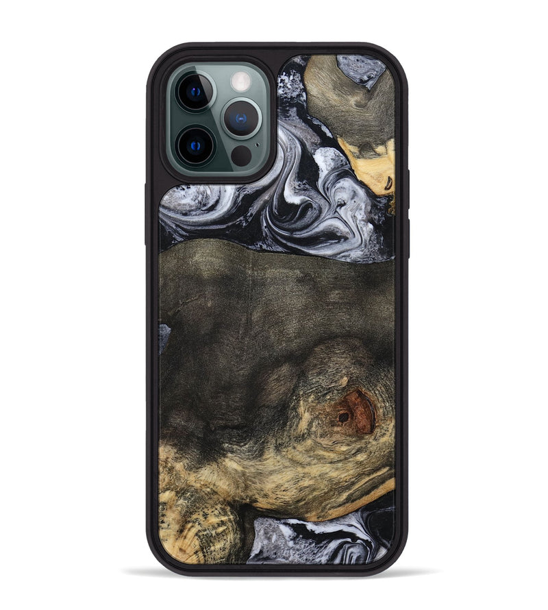 iPhone 12 Pro Max Wood Phone Case - Lew (Black & White, 784458)