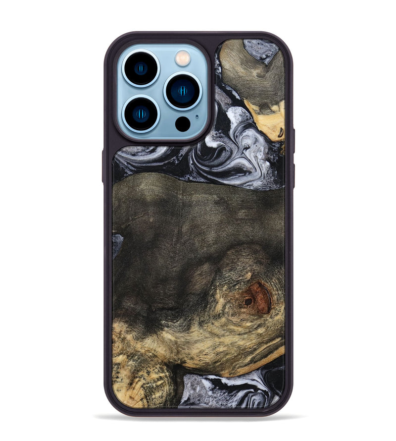 iPhone 14 Pro Max Wood Phone Case - Lew (Black & White, 784458)