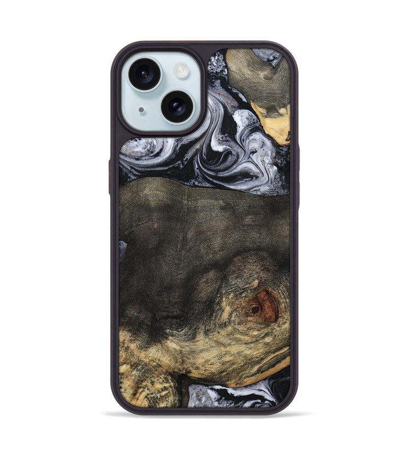 iPhone 15 Wood Phone Case - Lew (Black & White, 784458)