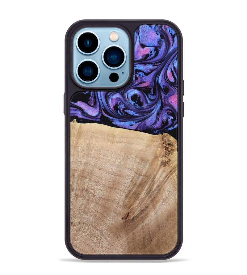 iPhone 14 Pro Max Wood Phone Case - Omar (Purple, 784544)