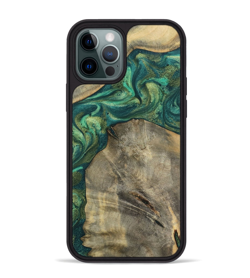 iPhone 12 Pro Max Wood Phone Case - Hakeem (Green, 784583)