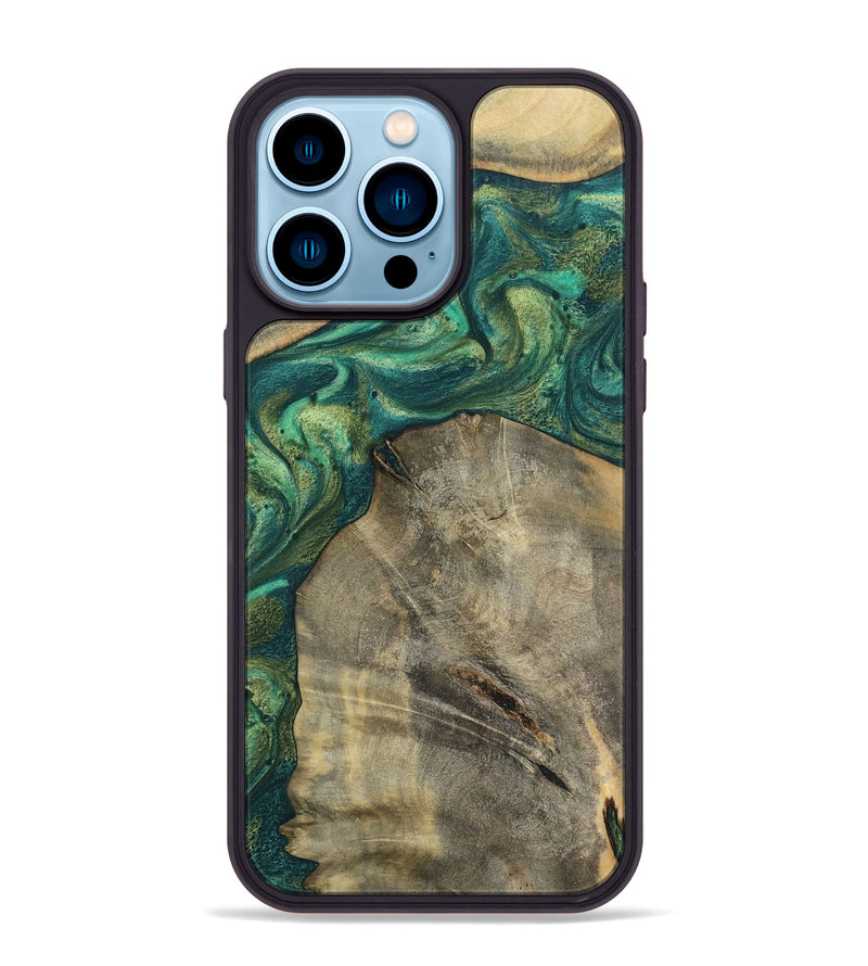 iPhone 14 Pro Max Wood Phone Case - Hakeem (Green, 784583)