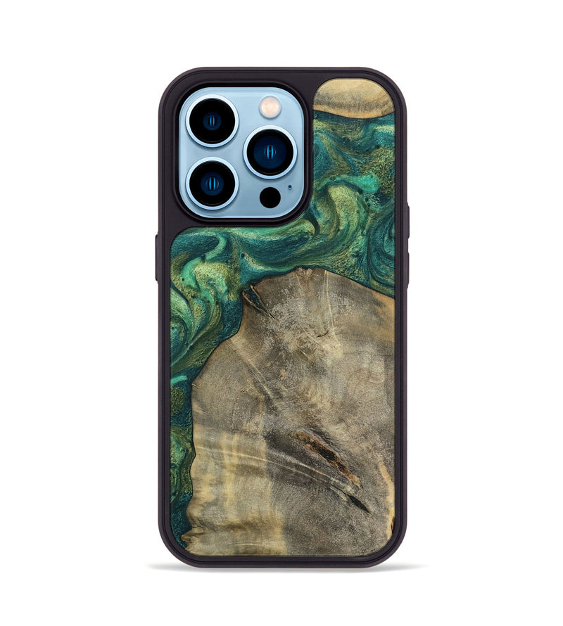 iPhone 14 Pro Wood Phone Case - Hakeem (Green, 784583)