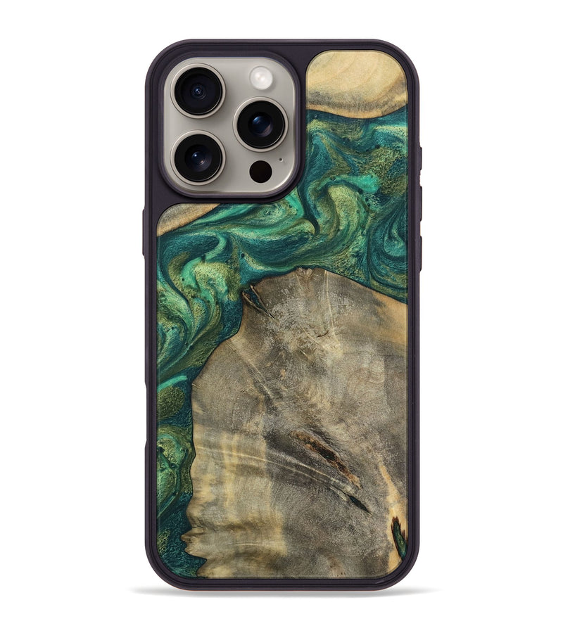 iPhone 16 Pro Max Wood Phone Case - Hakeem (Green, 784583)