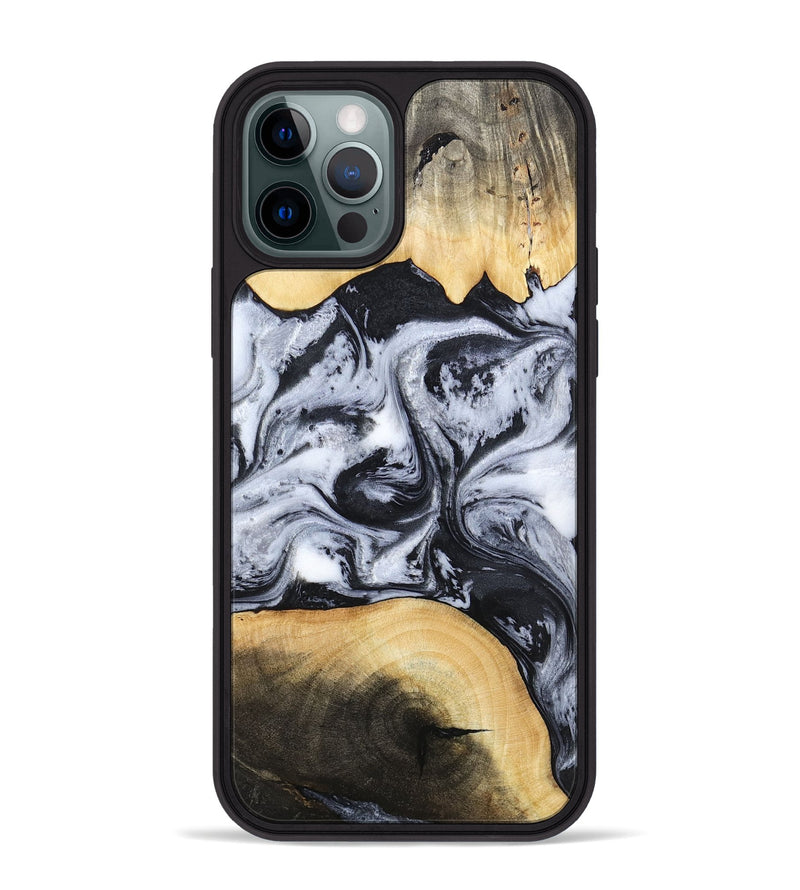 iPhone 12 Pro Max Wood Phone Case - Aja (Black & White, 784591)