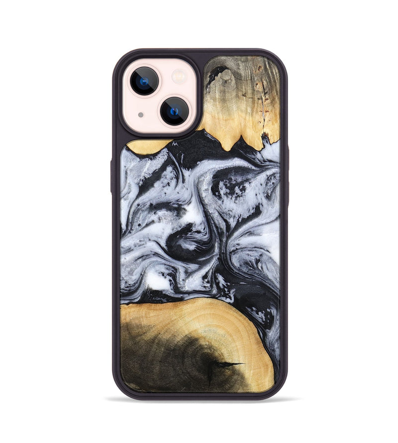 iPhone 14 Wood Phone Case - Aja (Black & White, 784591)