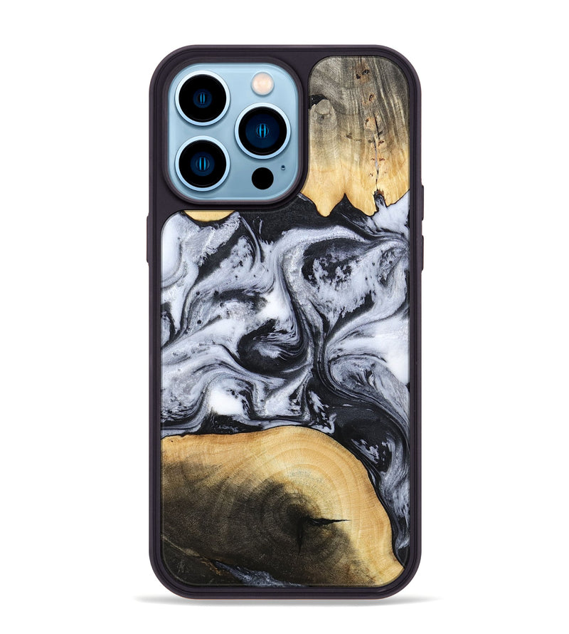 iPhone 14 Pro Max Wood Phone Case - Aja (Black & White, 784591)