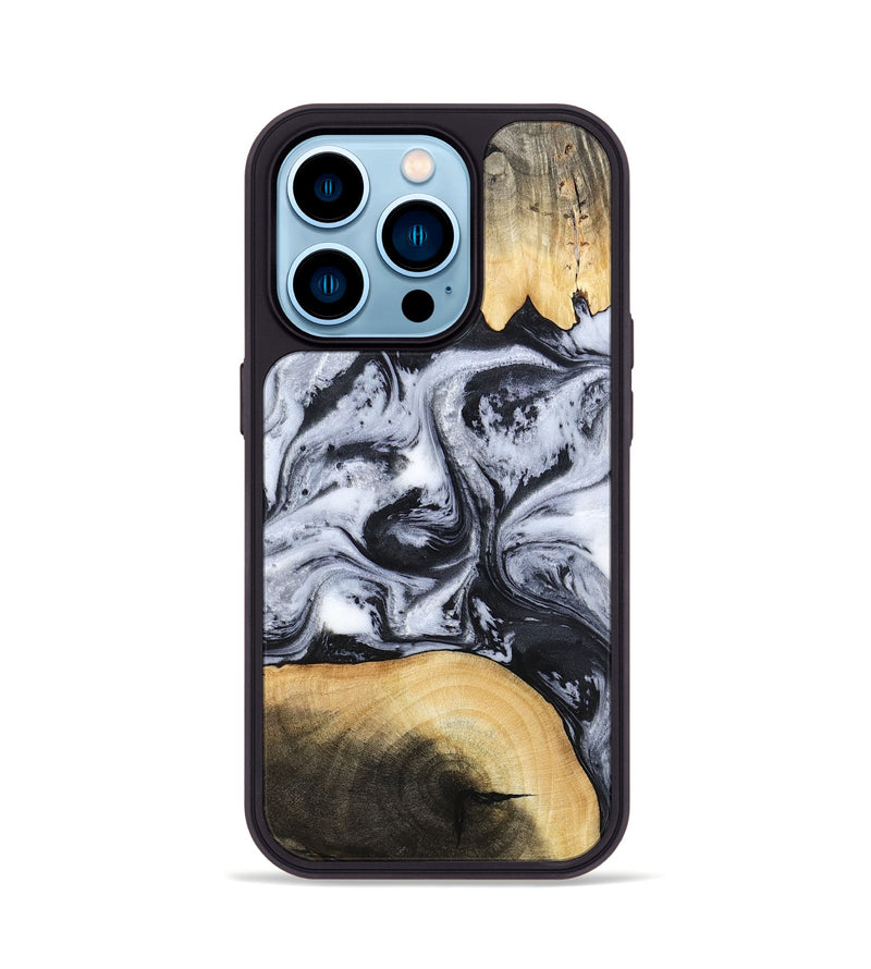 iPhone 14 Pro Wood Phone Case - Aja (Black & White, 784591)