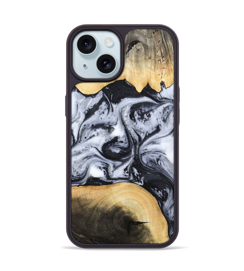 iPhone 15 Wood Phone Case - Aja (Black & White, 784591)