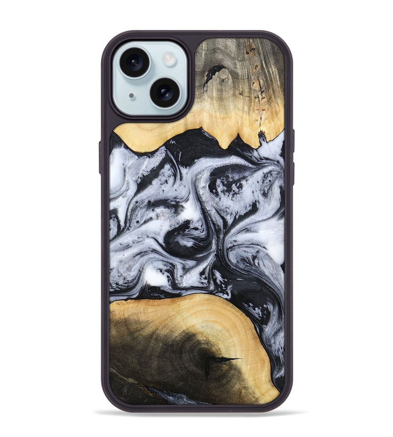 iPhone 15 Plus Wood Phone Case - Aja (Black & White, 784591)