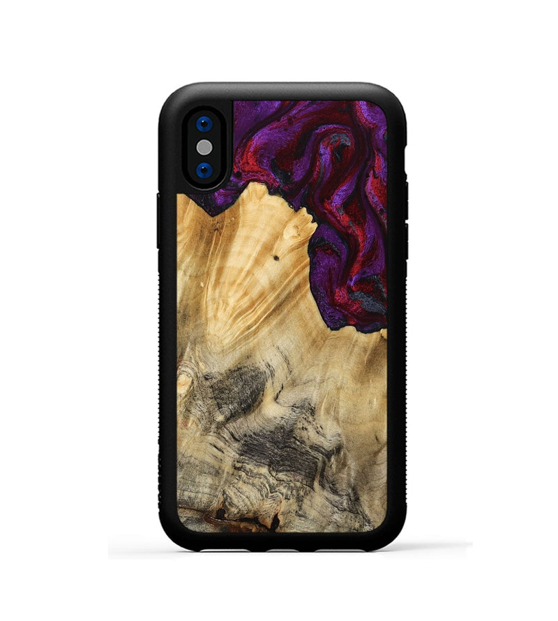 iPhone Xs Wood Phone Case - Vickie (Red, 784878)