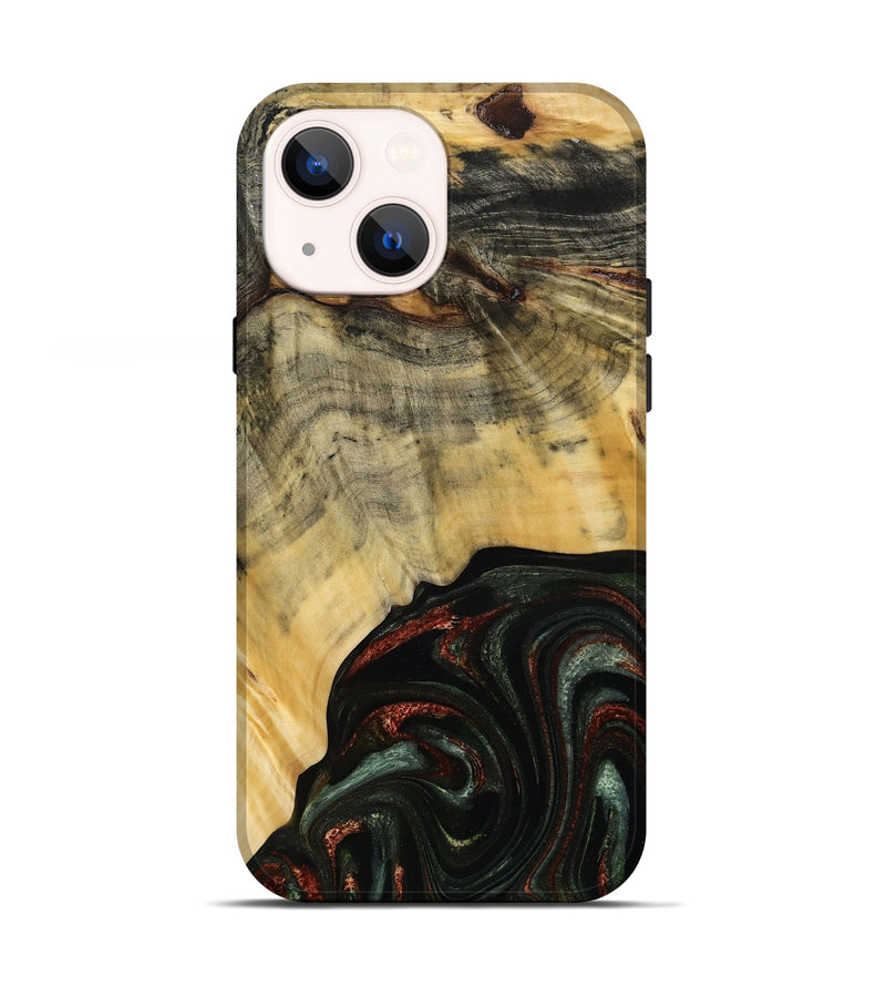 iPhone 13 Wood Live Edge Phone Case - Nan (Green, 785102)