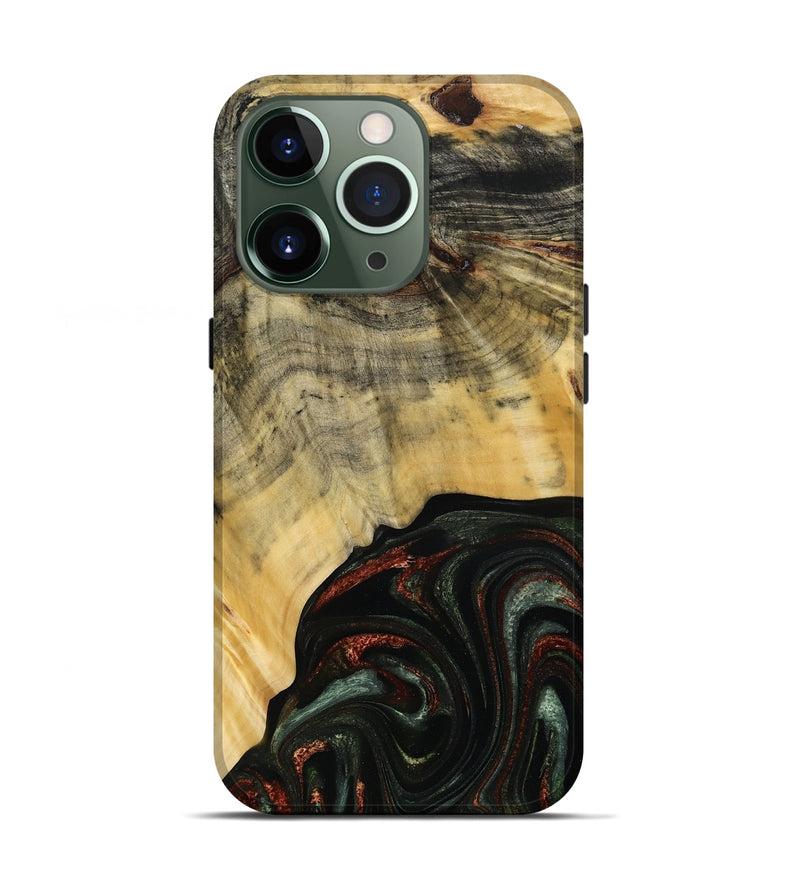 iPhone 13 Pro Wood Live Edge Phone Case - Nan (Green, 785102)