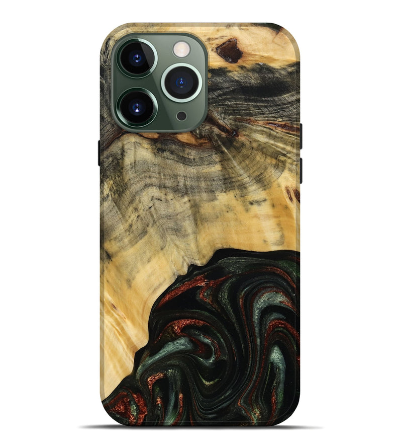 iPhone 13 Pro Max Wood Live Edge Phone Case - Nan (Green, 785102)