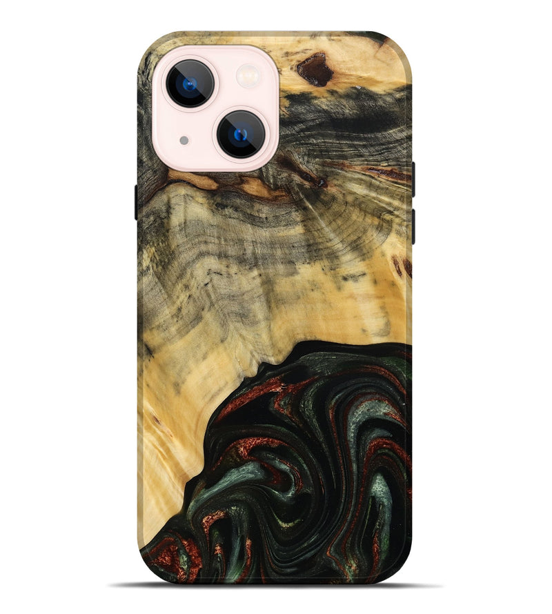iPhone 14 Plus Wood Live Edge Phone Case - Nan (Green, 785102)
