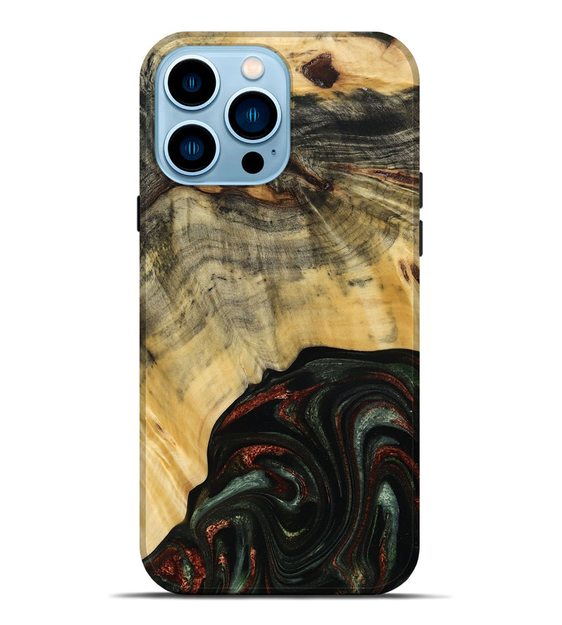 iPhone 14 Pro Max Wood Live Edge Phone Case - Nan (Green, 785102)