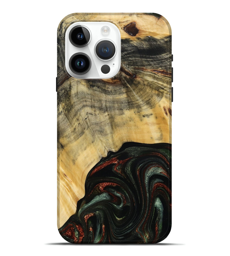 iPhone 15 Pro Max Wood Live Edge Phone Case - Nan (Green, 785102)