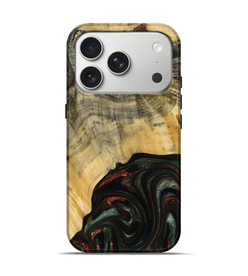 iPhone 17 Pro Wood Live Edge Phone Case - Nan (Green, 785102)