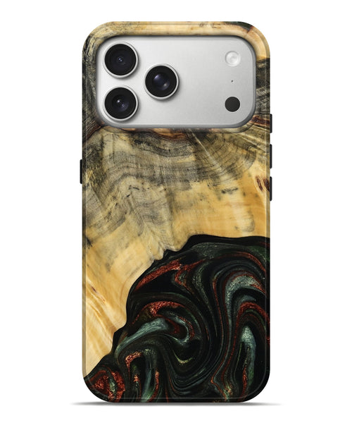 iPhone 17 Pro Max Wood Live Edge Phone Case - Nan (Green, 785102)