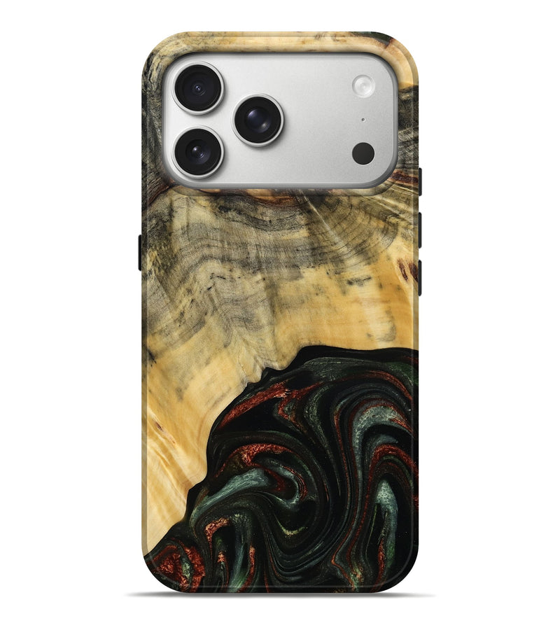 iPhone 17 Pro Max Wood Live Edge Phone Case - Nan (Green, 785102)