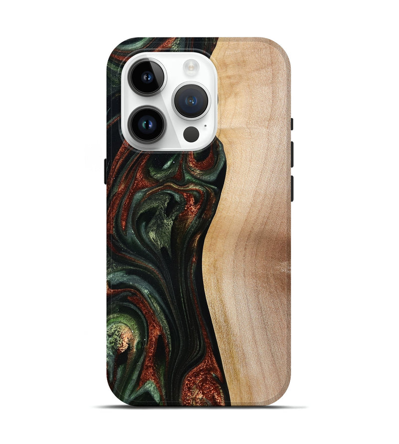 iPhone 15 Pro Wood Live Edge Phone Case - Taliyah (Green, 785111)
