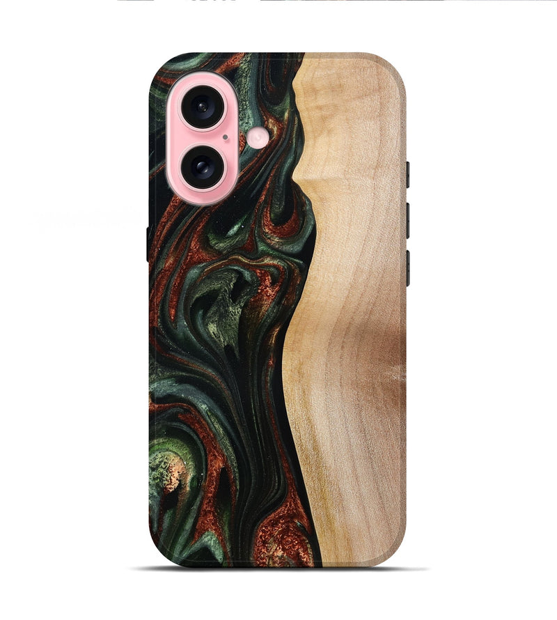 iPhone 16 Wood Live Edge Phone Case - Taliyah (Green, 785111)