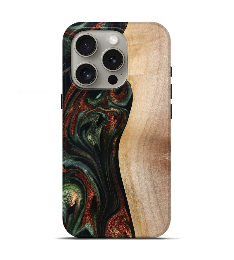 iPhone 16 Pro Wood Live Edge Phone Case - Taliyah (Green, 785111)