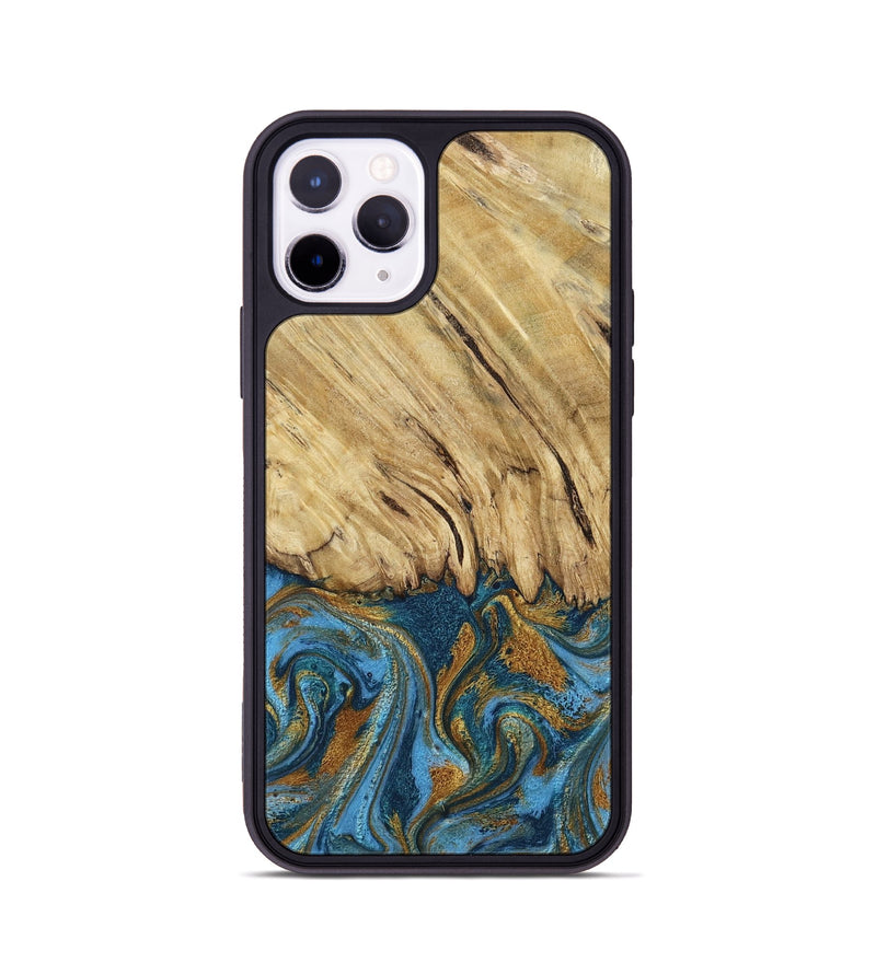 iPhone 11 Pro Wood Phone Case - Caspian (Teal & Gold, 785130)