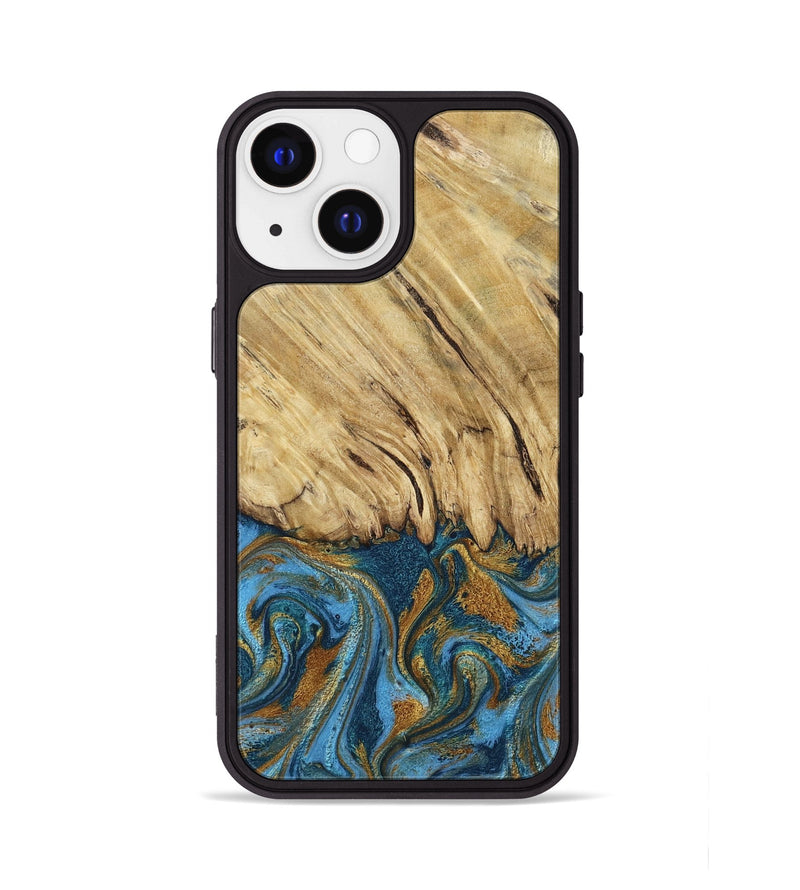 iPhone 13 Wood Phone Case - Caspian (Teal & Gold, 785130)
