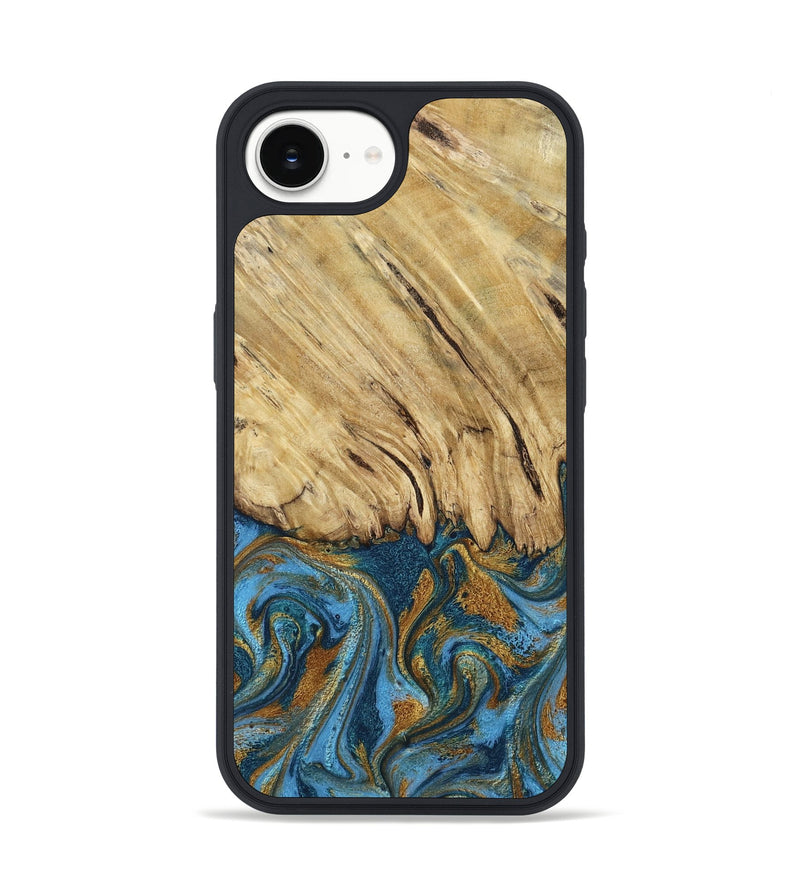 iPhone 16e Wood Phone Case - Caspian (Teal & Gold, 785130)