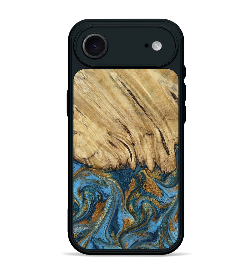iPhone 17 Air Wood Phone Case - Caspian (Teal & Gold, 785130)