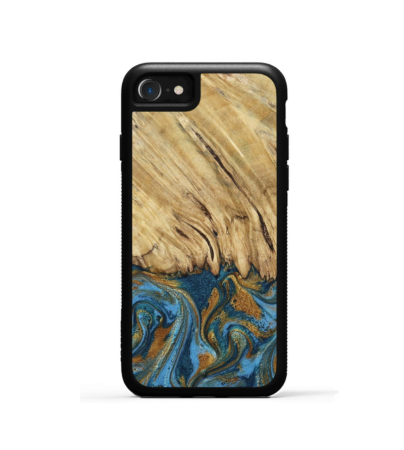 iPhone SE Wood Phone Case - Caspian (Teal & Gold, 785130)