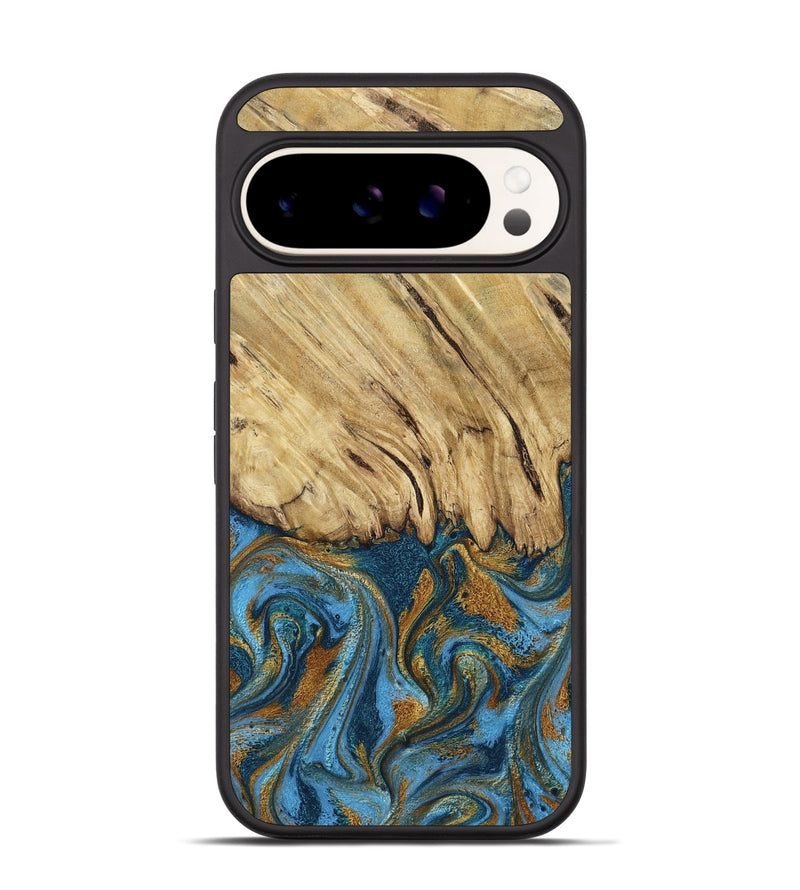 Pixel 9 Wood Phone Case - Caspian (Teal & Gold, 785130)