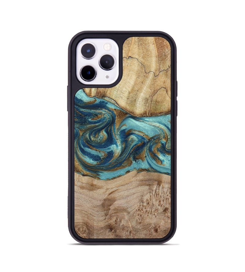 iPhone 11 Pro Wood Phone Case - Tyesha (Teal & Gold, 785306)