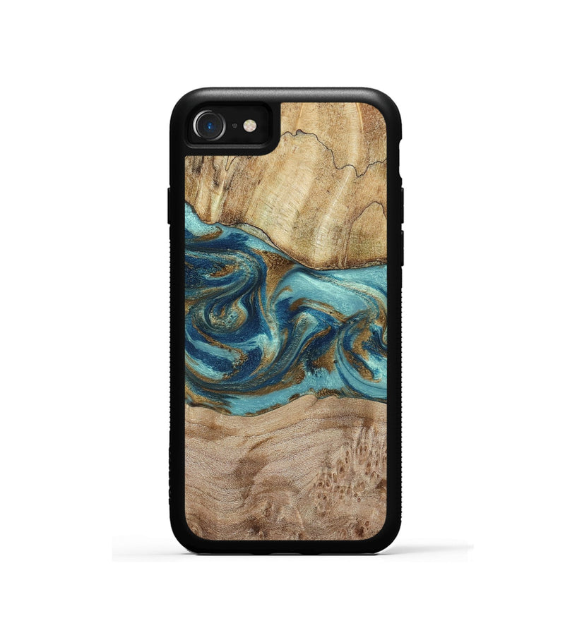 iPhone SE Wood Phone Case - Tyesha (Teal & Gold, 785306)
