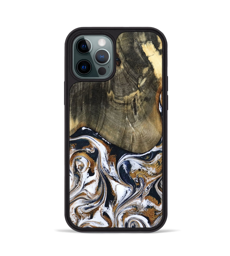 iPhone 12 Pro Wood Phone Case - Bryon (Black & White, 785307)