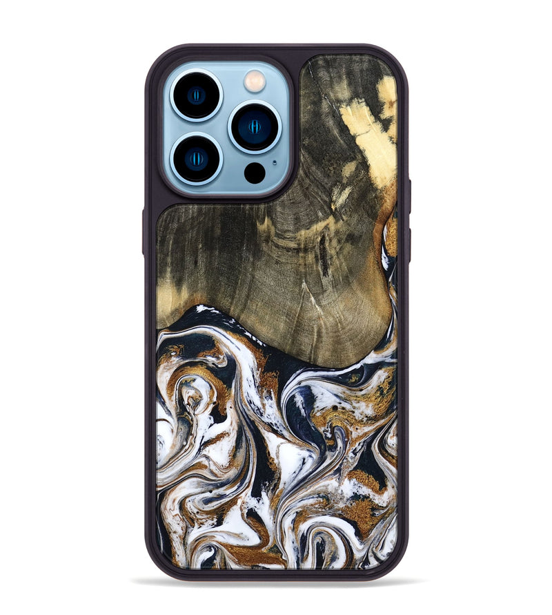 iPhone 14 Pro Max Wood Phone Case - Bryon (Black & White, 785307)