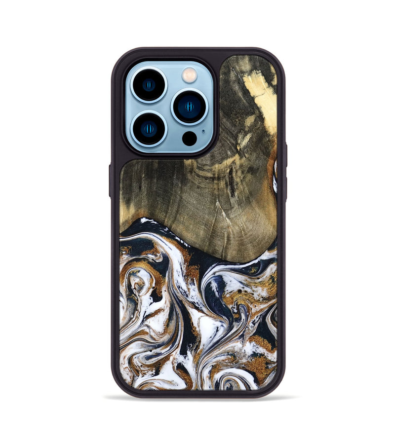 iPhone 14 Pro Wood Phone Case - Bryon (Black & White, 785307)