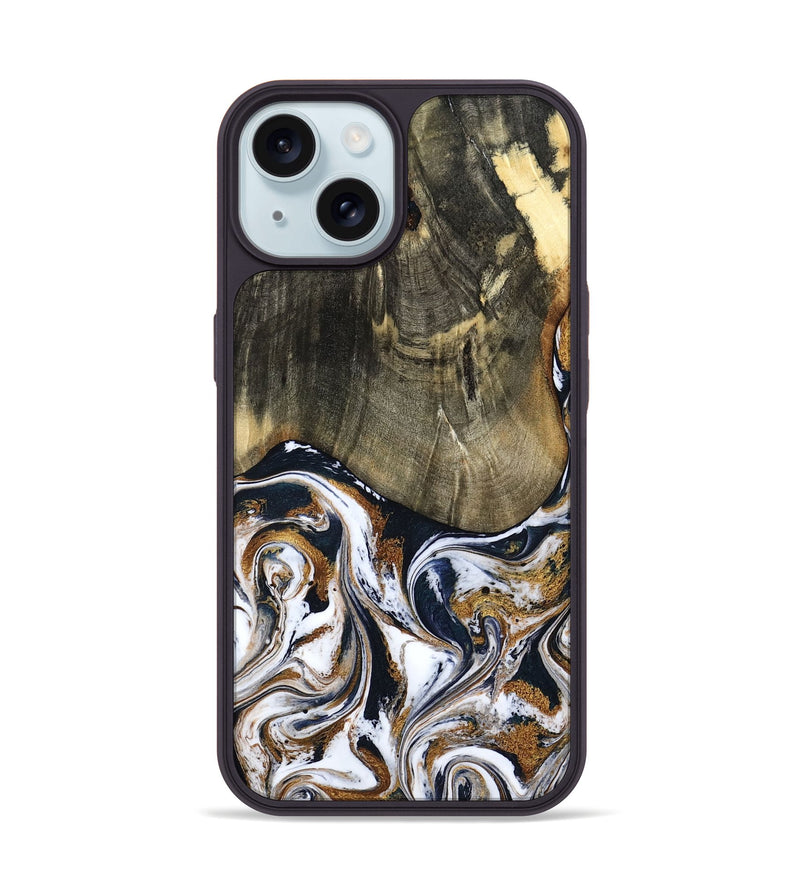 iPhone 15 Wood Phone Case - Bryon (Black & White, 785307)