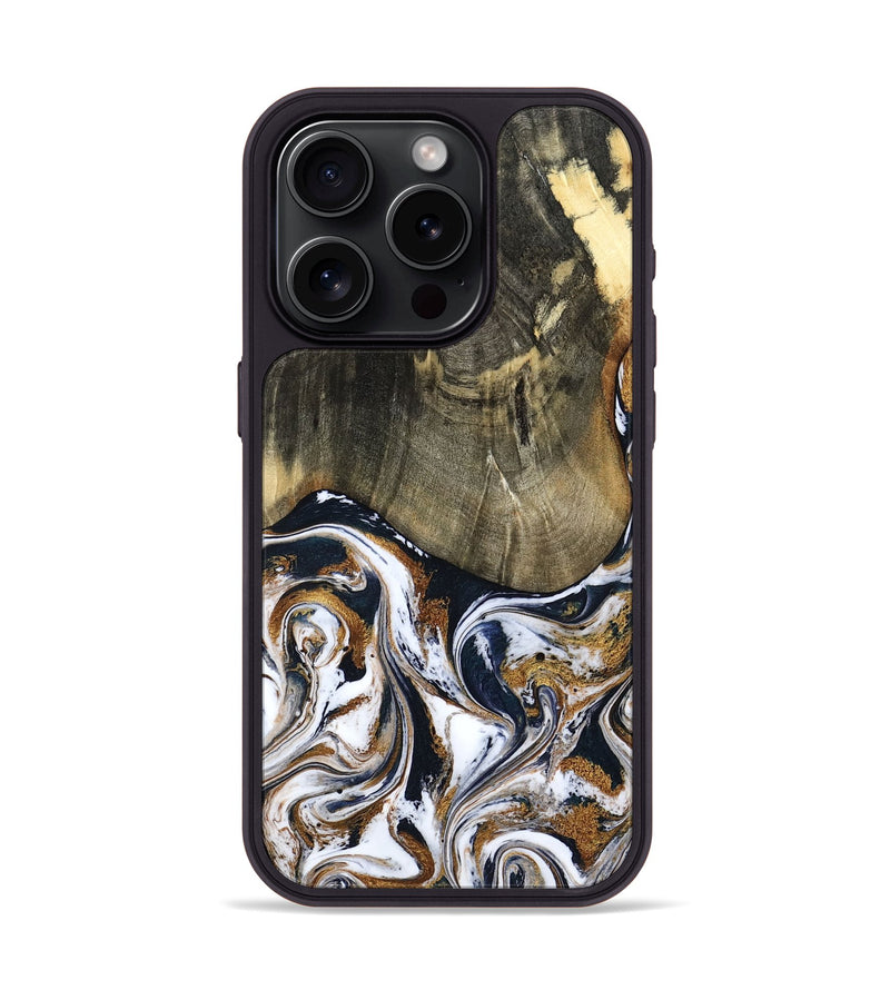iPhone 15 Pro Wood Phone Case - Bryon (Black & White, 785307)