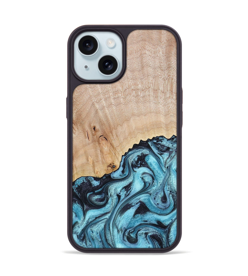 iPhone 15 Wood Phone Case - Rudolph (Blue, 785588)