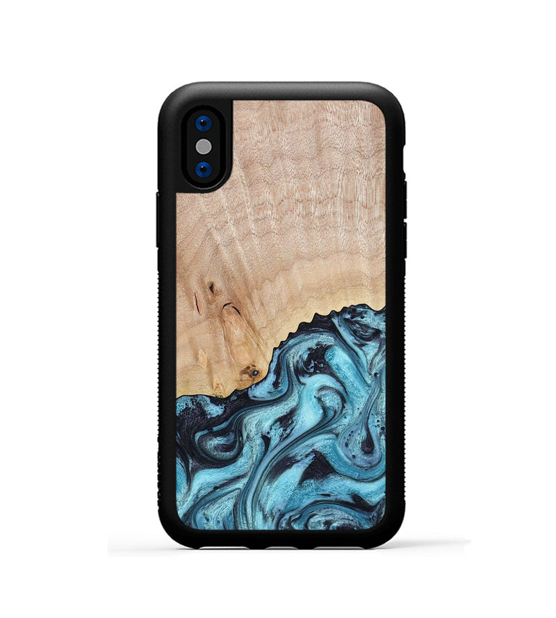 iPhone Xs Wood Phone Case - Rudolph (Blue, 785588)