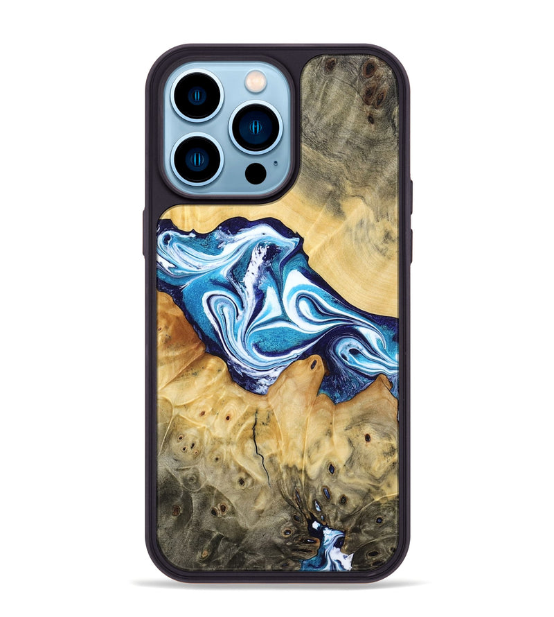 iPhone 14 Pro Max Wood Phone Case - Zayne (Blue, 785590)