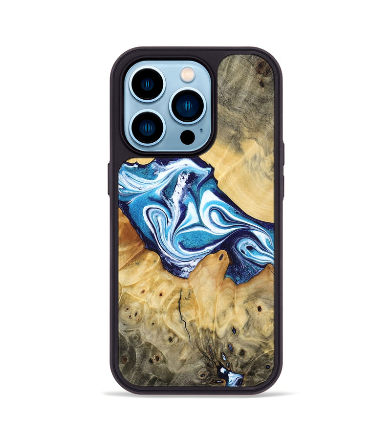 iPhone 14 Pro Wood Phone Case - Zayne (Blue, 785590)